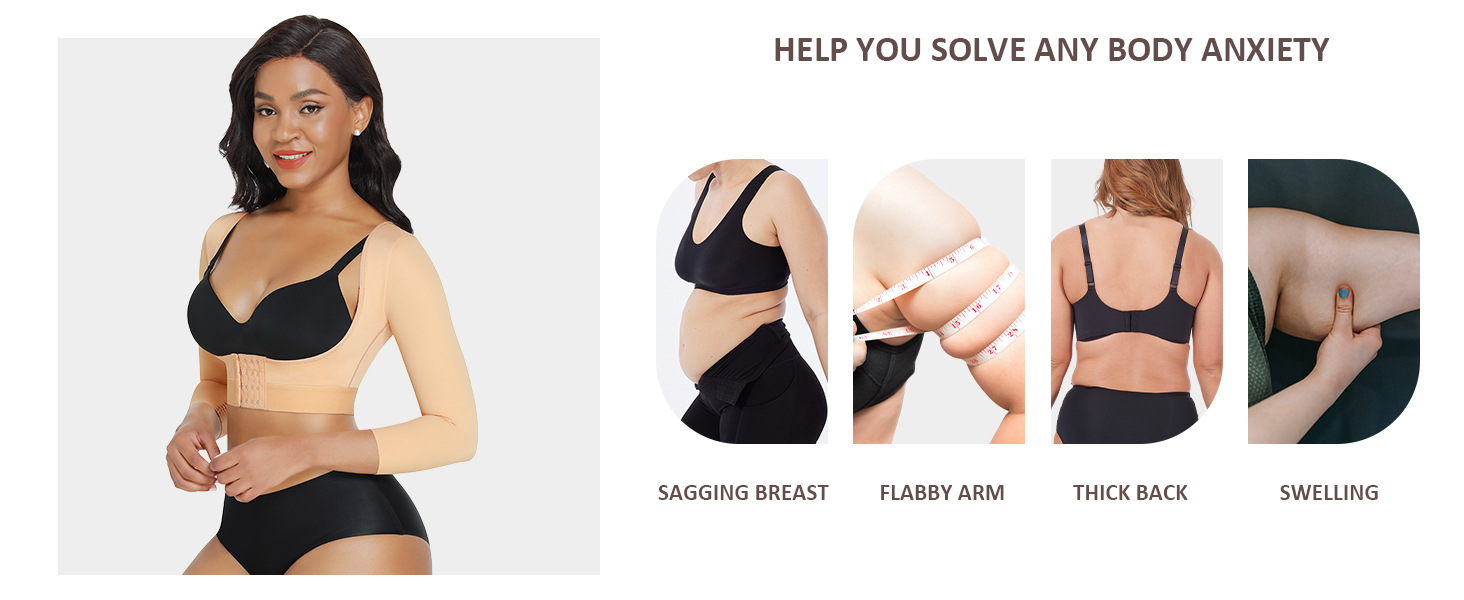 Womens Long Sleeve Posture Corrective Shaperwear Breast Support Shaper Bra